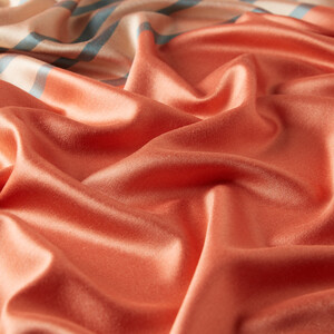 Peach Striped Silk Shawl - Thumbnail