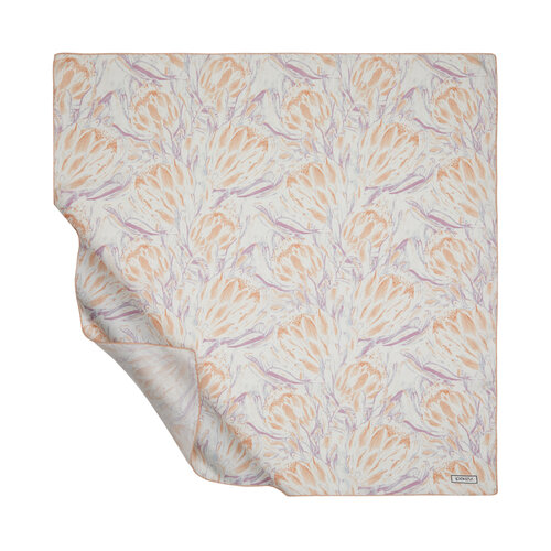 Peach White Floris Twill Silk Scarf