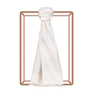 Pearl White Block Lurex Striped Silk Scarf - Thumbnail