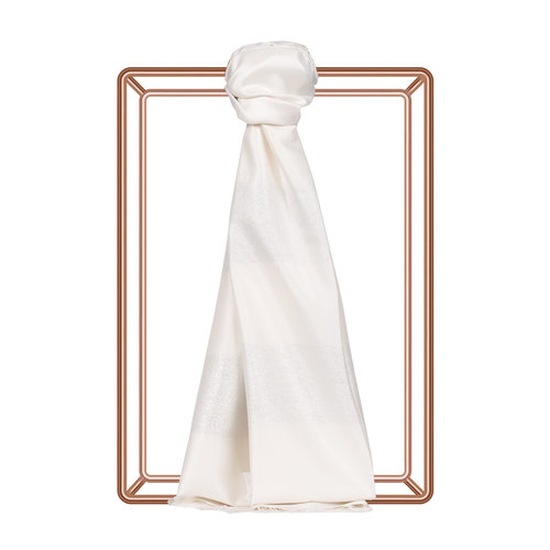 Pearl White Block Lurex Striped Silk Scarf