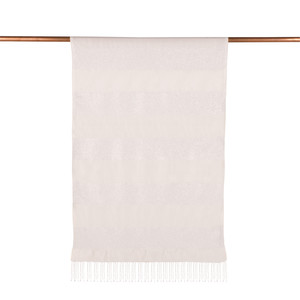 Pearl White Block Lurex Striped Silk Scarf - Thumbnail