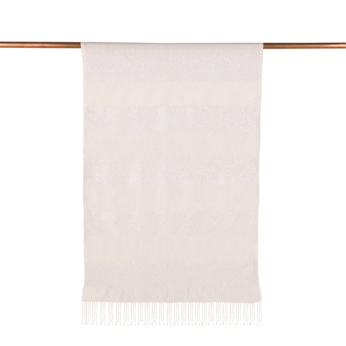 Pearl White Block Lurex Striped Silk Scarf