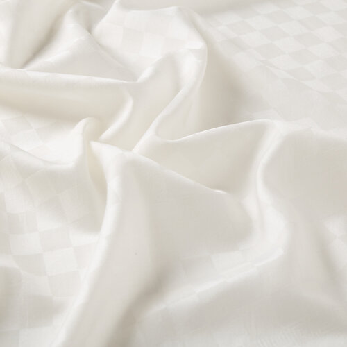 Pearl White Checkered Cotton Silk Scarf