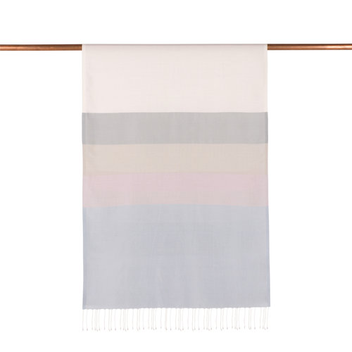 Pearl White Kushak Striped Silk Scarf