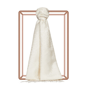 Pearl White Leopard Jacquard Silk Scarf - Thumbnail