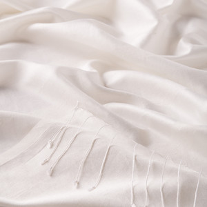 ipekevi - Pearl White Mono Striped Silk Scarf (1)
