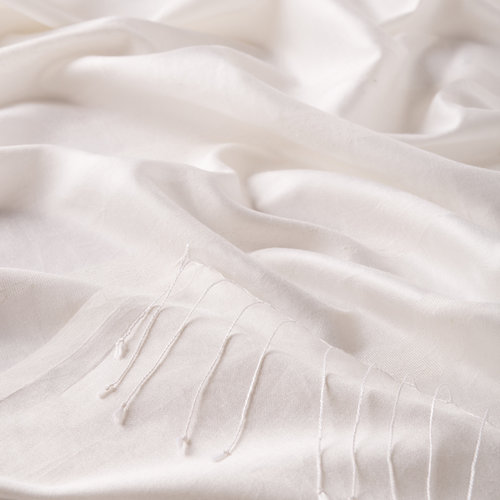 Pearl White Mono Striped Silk Scarf
