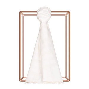 Pearl White Mono Striped Silk Scarf - Thumbnail