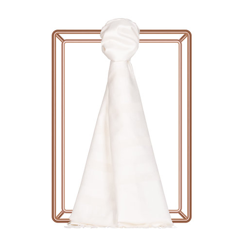 Pearl White Mono Striped Silk Scarf