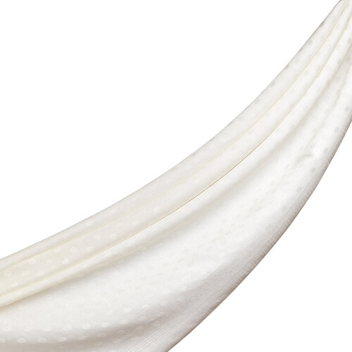 Pearl White Polka Wool Silk Scarf