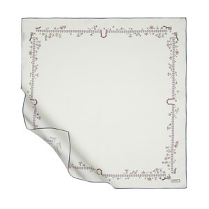 Pearl White Pretty Garden Twill Silk Scarf - Thumbnail