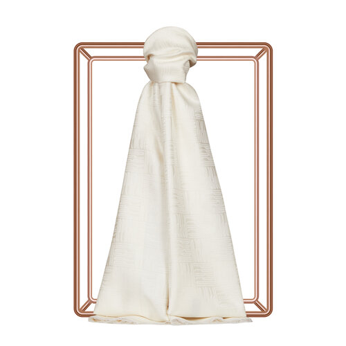 Pearl White Qufi Pattern Silk Scarf