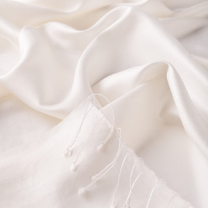 Pearl White Reversible Silk Scarf - Thumbnail