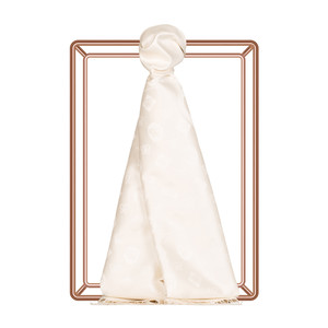 Pearl White Semi Monogram Print Silk Scarf - Thumbnail