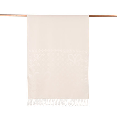 Pearl White Semi Monogram Print Silk Scarf