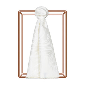 Pearl White Zebra Jacquard Silk Scarf - Thumbnail