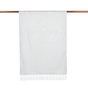 Pearl White Zebra Jacquard Silk Scarf - Thumbnail