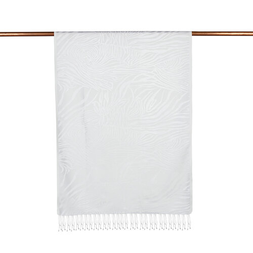 Pearl White Zebra Jacquard Silk Scarf