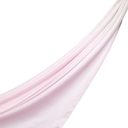 Pembe Beyaz Uç Degrade İpek Şal