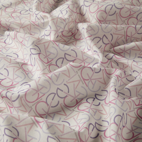Pembe Çark Typo Monogram Desenli Pamuk Eşarp