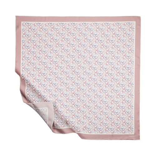 Pembe Çark Typo Monogram Tivil İpek Eşarp
