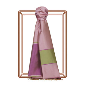 ipekevi - شال حرير مخطط لون وردي