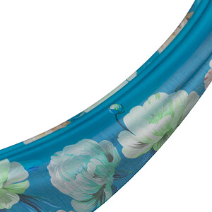 ipekevi - Petrol Blue Chain Peony Patterned Tencel Scarf