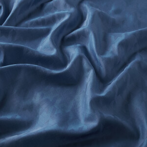 Petrol Blue Houndstooth Cotton Silk Scarf - Thumbnail
