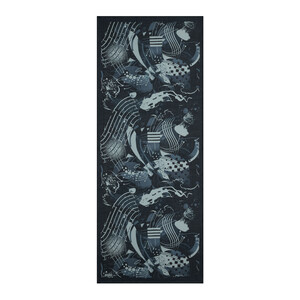 Petrol Blue Rhapsody Print Tencel Scarf - Thumbnail