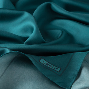 Petrol Green Frame Silk Twill Scarf - Thumbnail