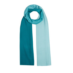 Petrol Green Gradient Wool Silk Scarf - Thumbnail