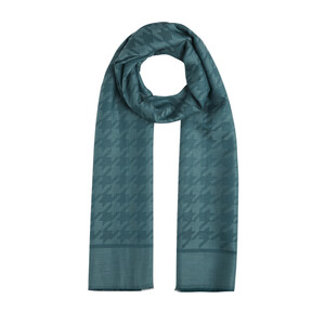 ipekevi - Petrol Green Houndstooth Cotton Silk Scarf (1)