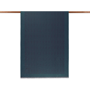 Petrol Green IE Monogram Cotton Silk Scarf - Thumbnail