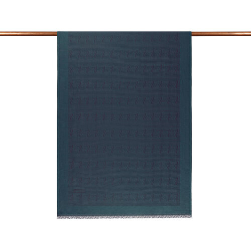 Petrol Green IE Monogram Cotton Silk Scarf