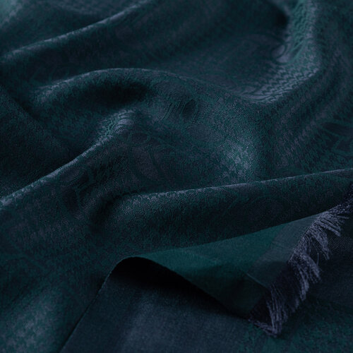 Petrol Green IE Monogram Cotton Silk Scarf
