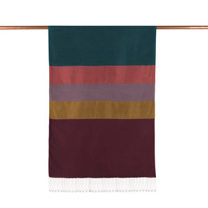 ipekevi - Petrol Green Kushak Striped Silk Scarf (1)