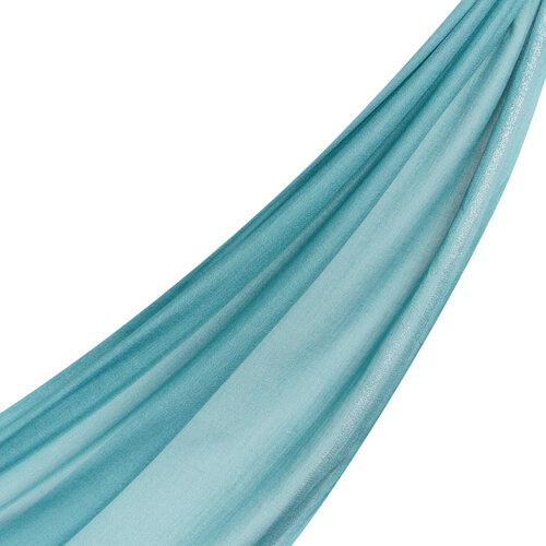 Petrol Green Lurex Striped Cotton Silk Scarf