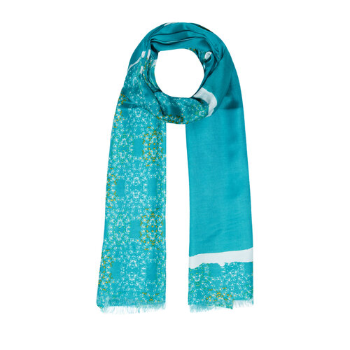 Petrol Green Miniature Floral Print Scarf