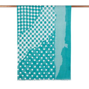 ipekevi - Petrol Green Mixed Geometric Print Scarf (1)