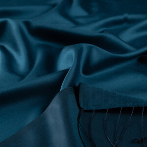 Petrol Green Reversible Silk Scarf - Thumbnail
