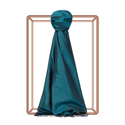 Petrol Green Reversible Silk Scarf