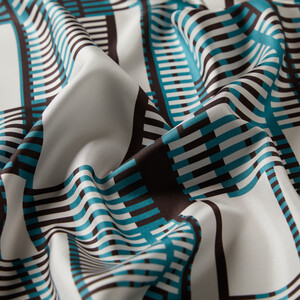 ipekevi - Petrol Green Skyscrapers Twill Silk Scarf (1)