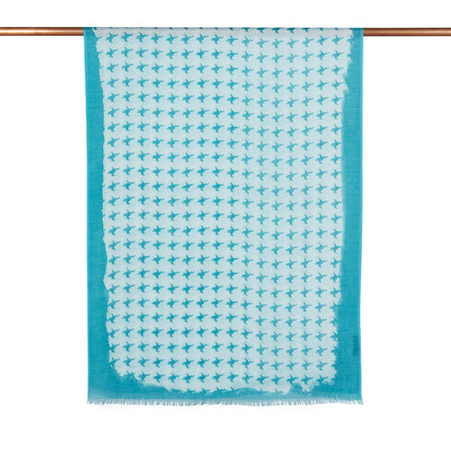 Petrol Green Stylized Houndstooth Patterned Scarf