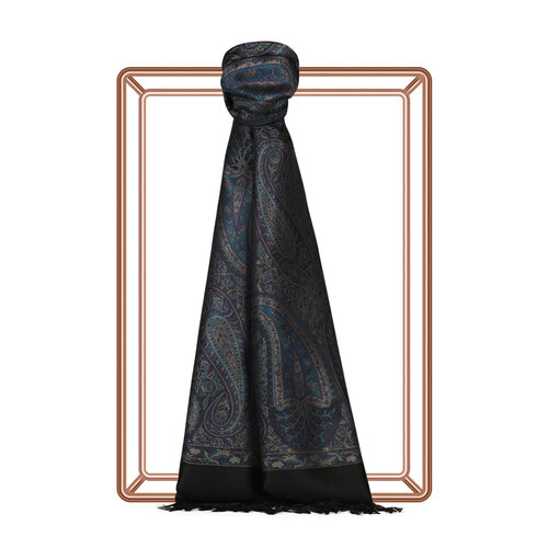 Petrol Jacquard Hand Woven Prime Silk Scarf