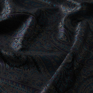 Petrol Jacquard Hand Woven Prime Silk Scarf - Thumbnail