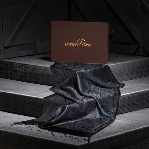 Petrol Jacquard Hand Woven Prime Silk Scarf