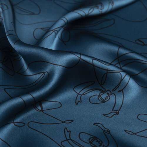 Petrol Mavisi Rumi Saten İpek Mendil