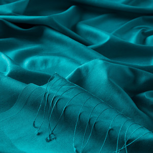 Petrol Mono Striped Silk Scarf - Thumbnail