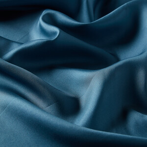 Petrol Plain Silk Twill Scarf - Thumbnail