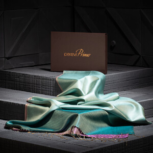 ipekevi - Petrol Pudra Çift Taraflı Prime İpek Şal 